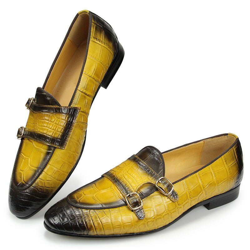 Sapatos Formais Masculinos Sociais Exóticos Crocodilo - Dourado