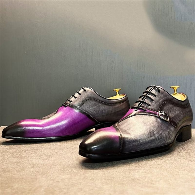 Sapatos Formais Masculinos Sociais Genuínos Bico Fino - Roxo