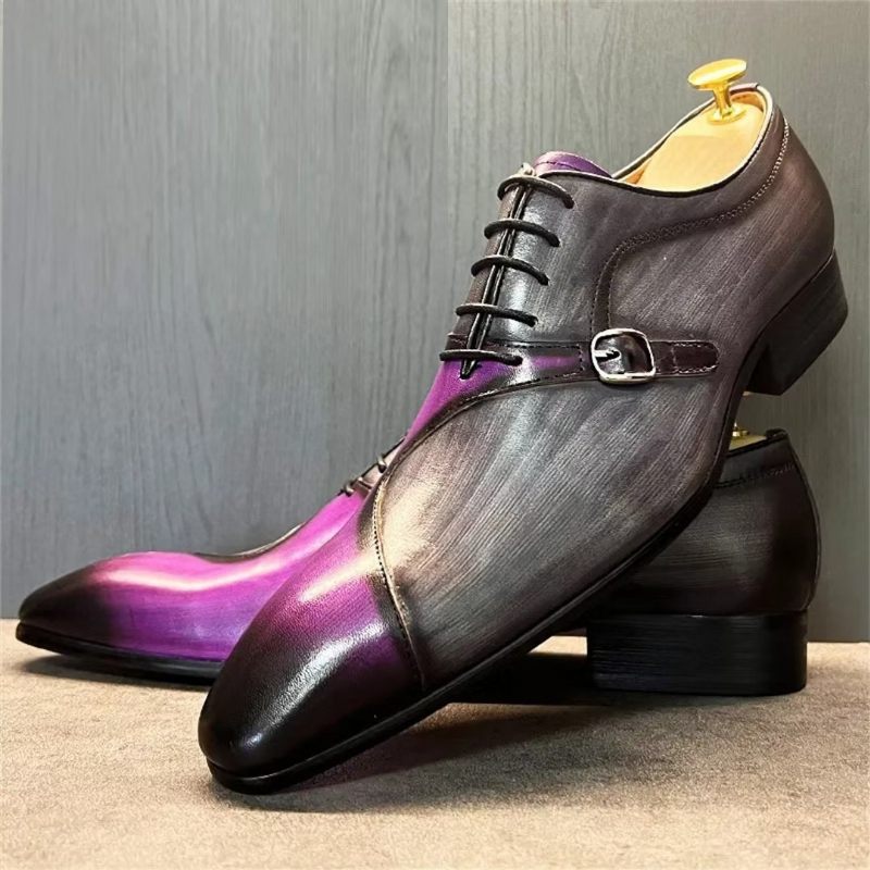 Sapatos Formais Masculinos Sociais Genuínos Bico Fino - Roxo