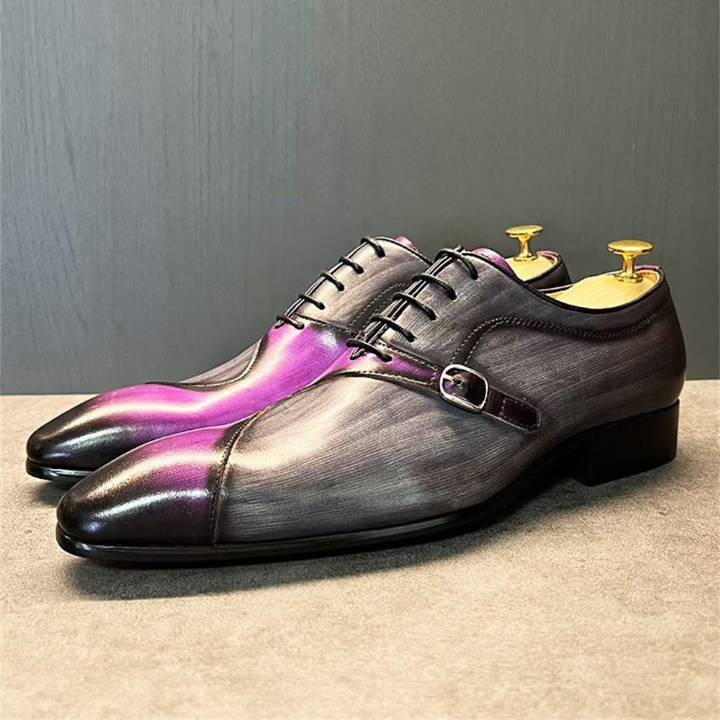 Sapatos Formais Masculinos Sociais Genuínos Bico Fino - Roxo