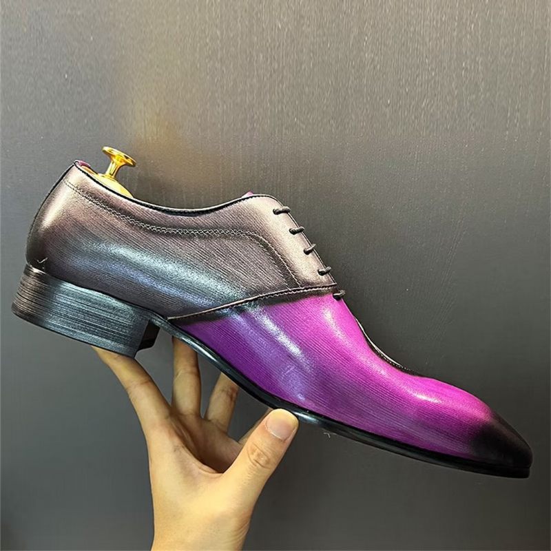 Sapatos Formais Masculinos Sociais Genuínos Bico Fino - Roxo