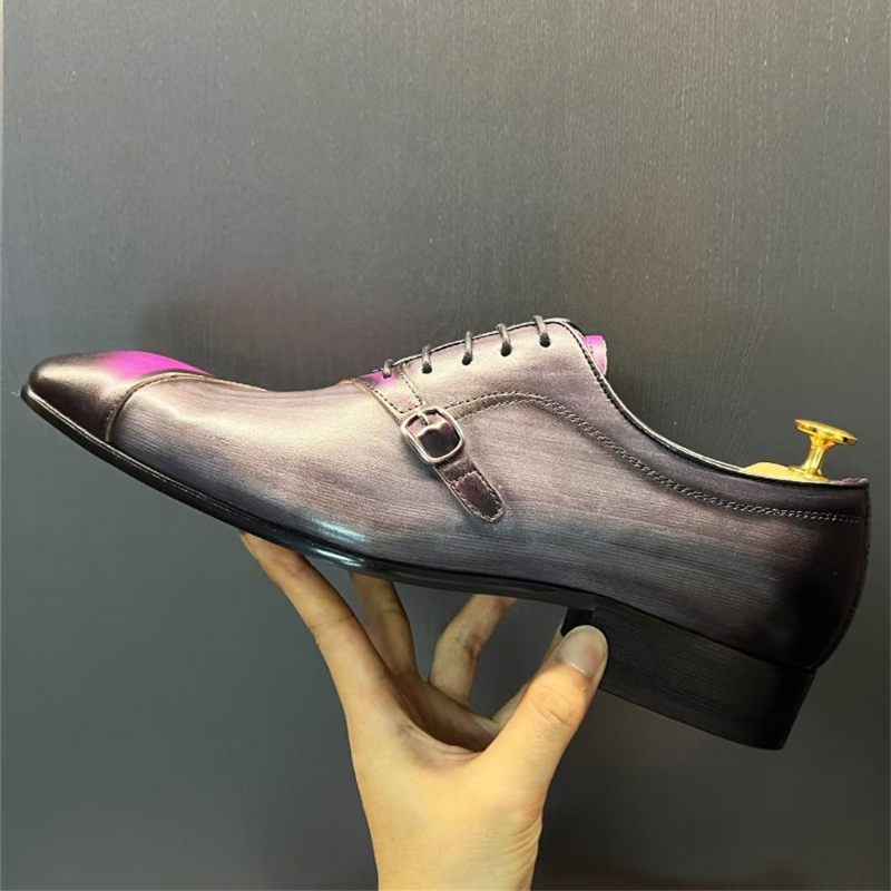 Sapatos Formais Masculinos Sociais Genuínos Bico Fino - Roxo