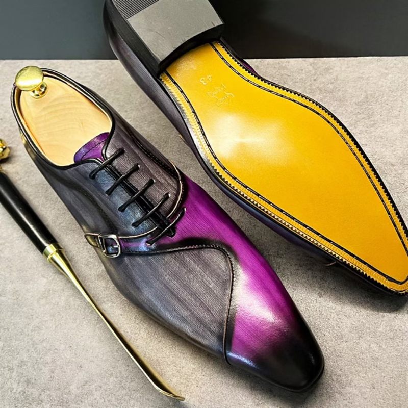 Sapatos Formais Masculinos Sociais Genuínos Bico Fino - Roxo