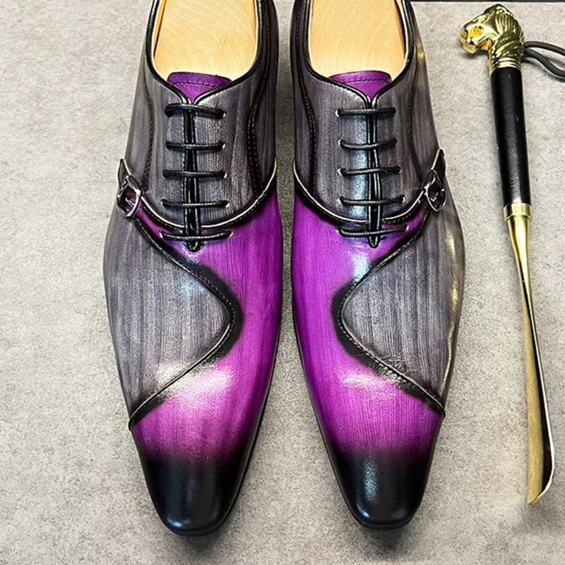 Sapatos Formais Masculinos Sociais Genuínos Bico Fino - Roxo