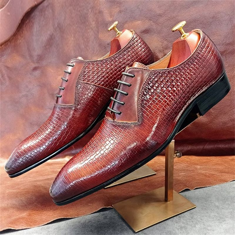 Sapatos Formais Masculinos Sociais Genuínos Bico Fino - Vermelho