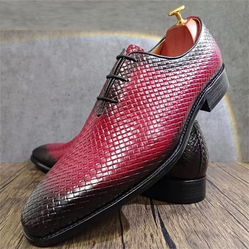 Sapatos Formais Masculinos Sociais Genuínos Bico Fino - Vermelho