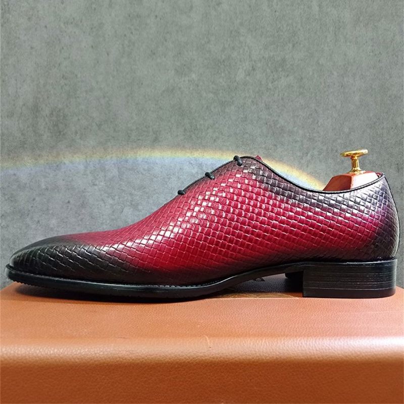 Sapatos Formais Masculinos Sociais Genuínos Bico Fino - Vermelho