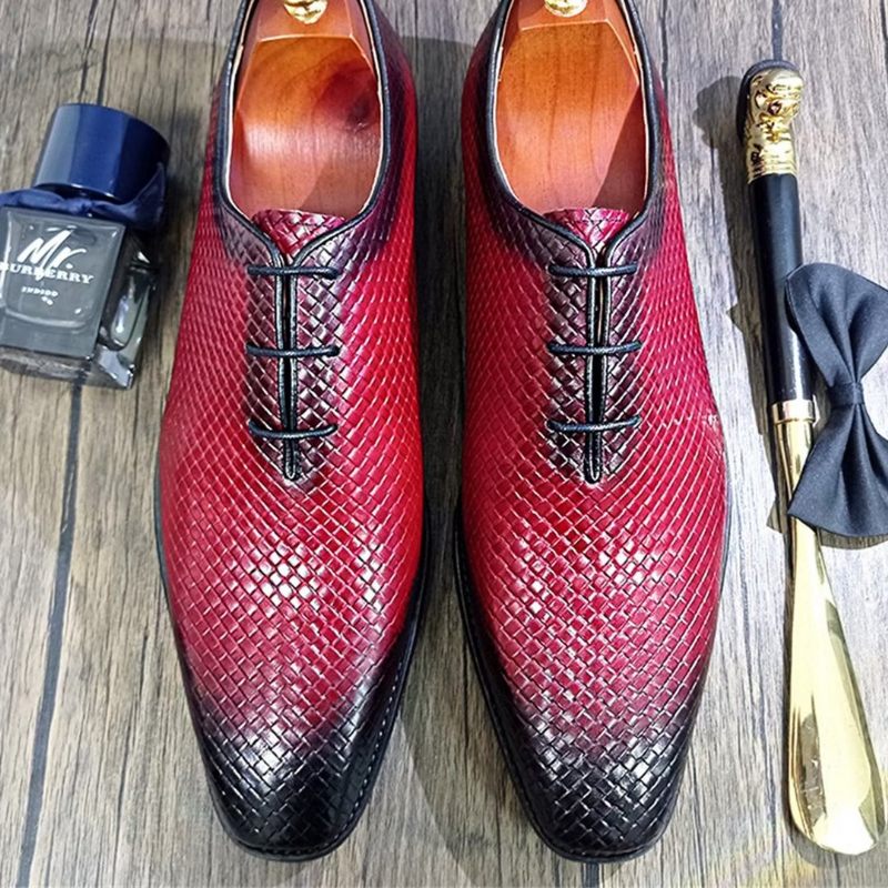 Sapatos Formais Masculinos Sociais Genuínos Bico Fino - Vermelho