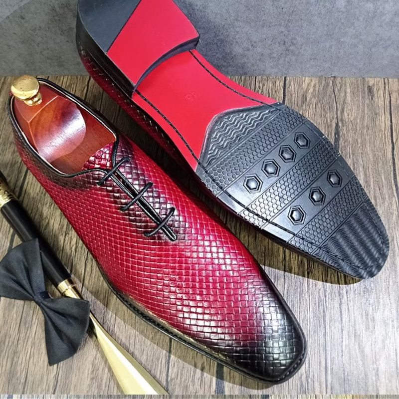 Sapatos Formais Masculinos Sociais Genuínos Bico Fino - Vermelho