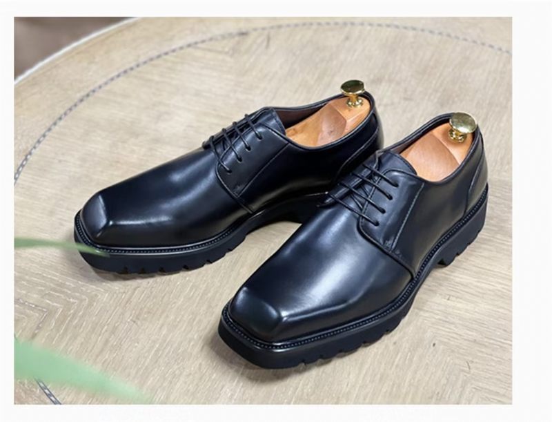 Sapatos Formais Masculinos Sociais Sofisticados Com Bico Quadrado - Preto