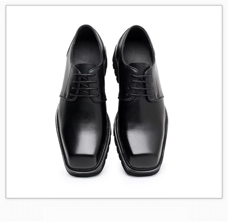 Sapatos Formais Masculinos Sociais Sofisticados Com Bico Quadrado - Preto