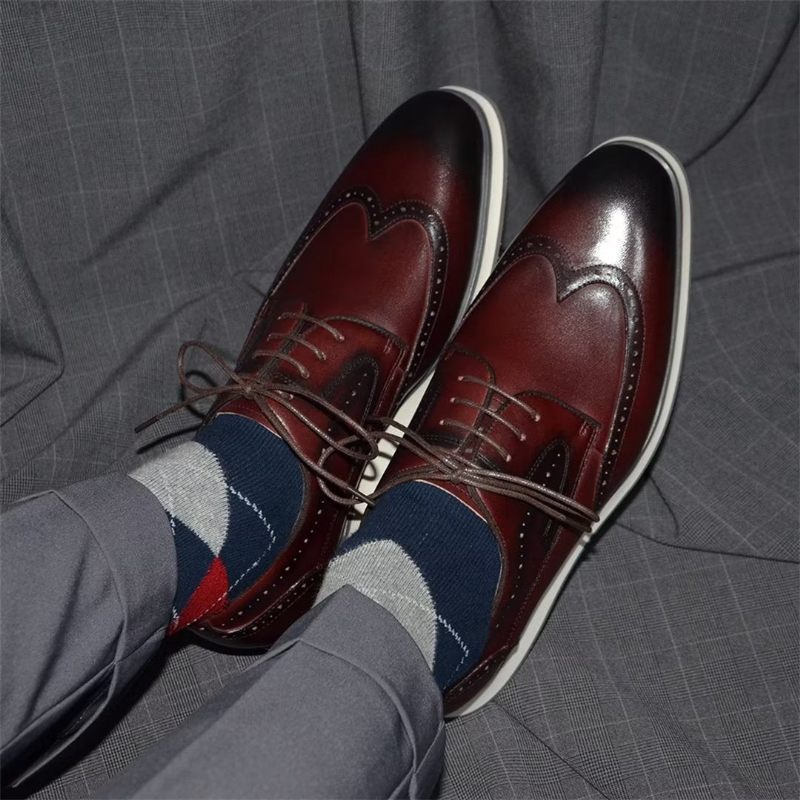 Sapatos Formais Masculinos Sofisticados Renda Elegância - Marrom