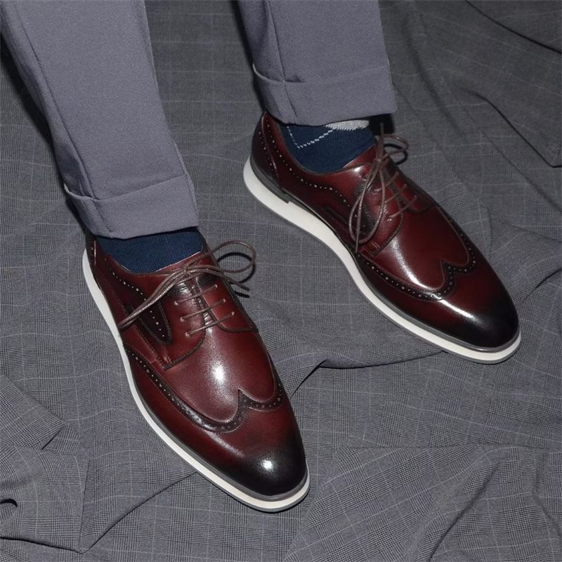 Sapatos Formais Masculinos Sofisticados Renda Elegância - Marrom