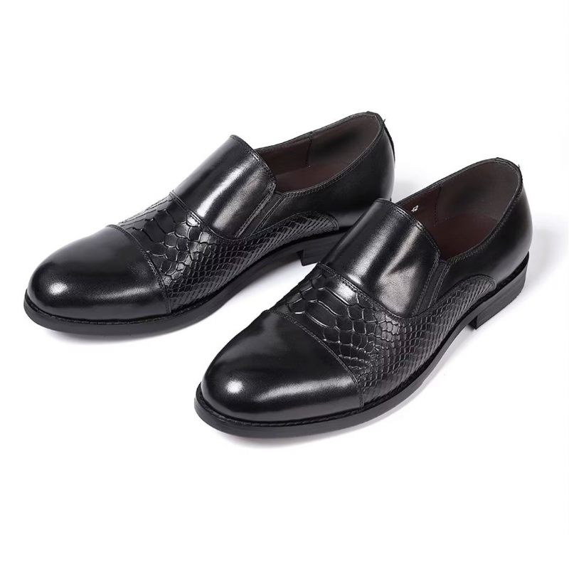 Sapatos Formais Masculinos Sofisticados Slip-on Elegância Em Couro - Preto