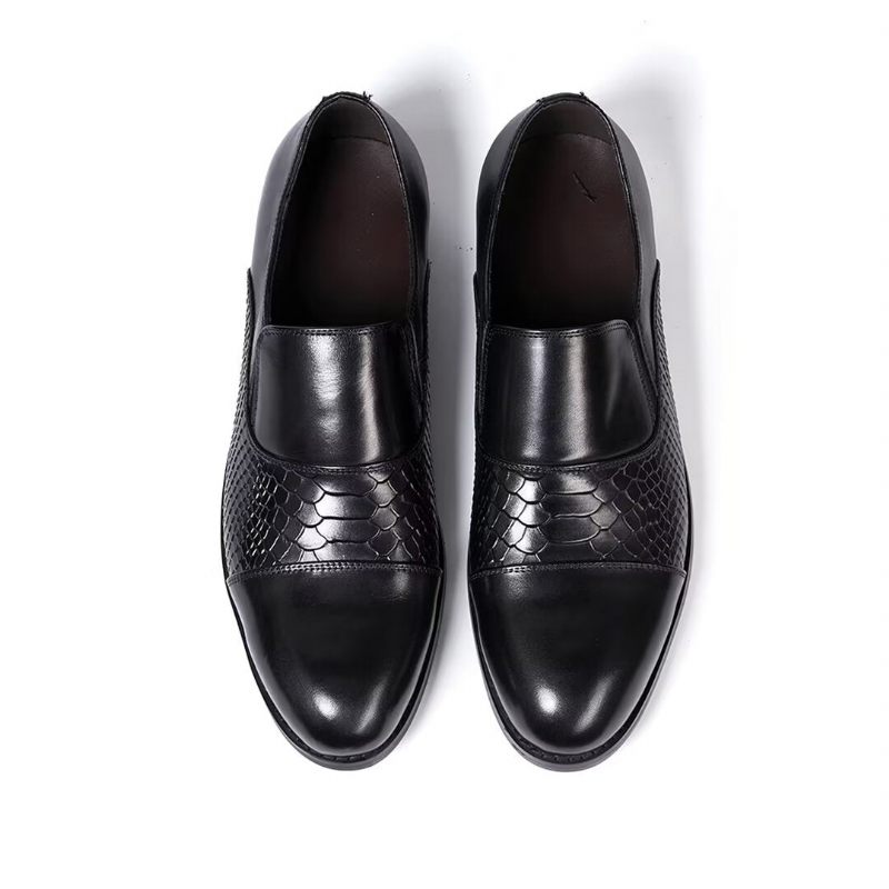 Sapatos Formais Masculinos Sofisticados Slip-on Elegância Em Couro - Preto