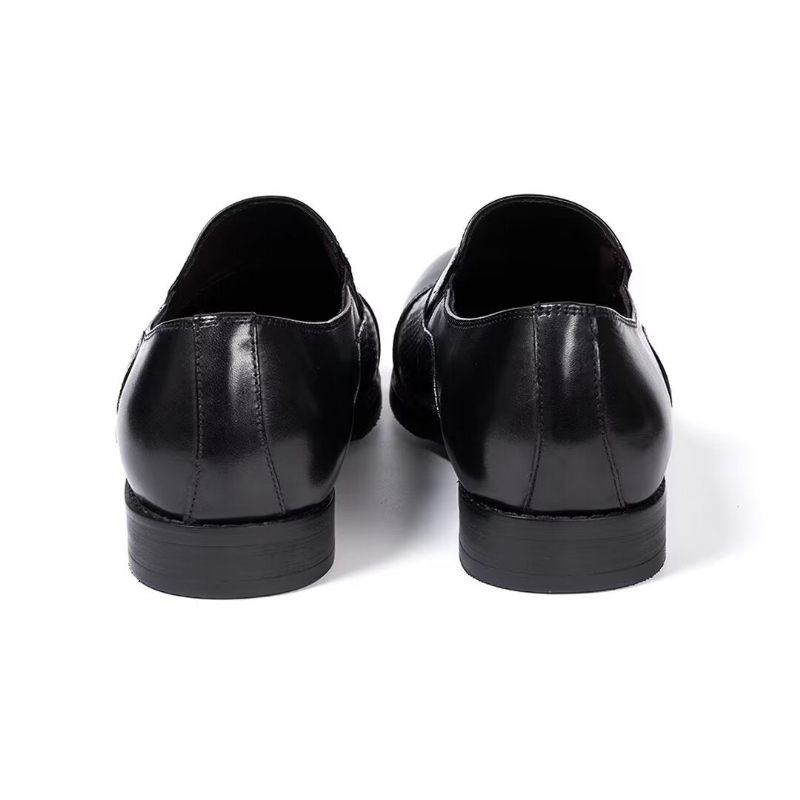 Sapatos Formais Masculinos Sofisticados Slip-on Elegância Em Couro - Preto