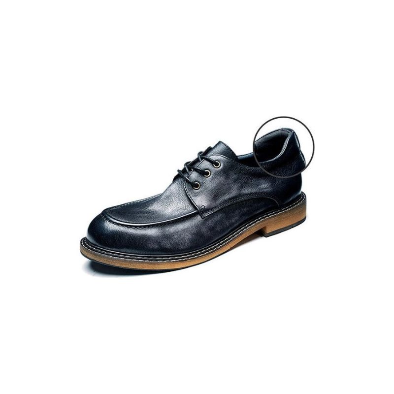 Sapatos Formais Masculinos Sombra Tentadora Mocassim Couro Retrô Elegante Com Cadarço - Preto