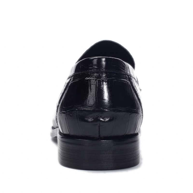 Sapatos Formais Masculinos Textura Exótica Slip-on Brogue - Preto