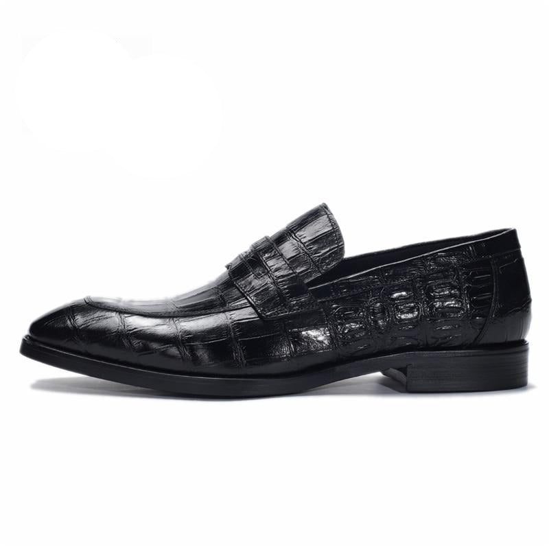 Sapatos Formais Masculinos Textura Exótica Slip-on Brogue - Preto