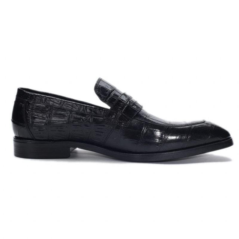 Sapatos Formais Masculinos Textura Exótica Slip-on Brogue - Preto