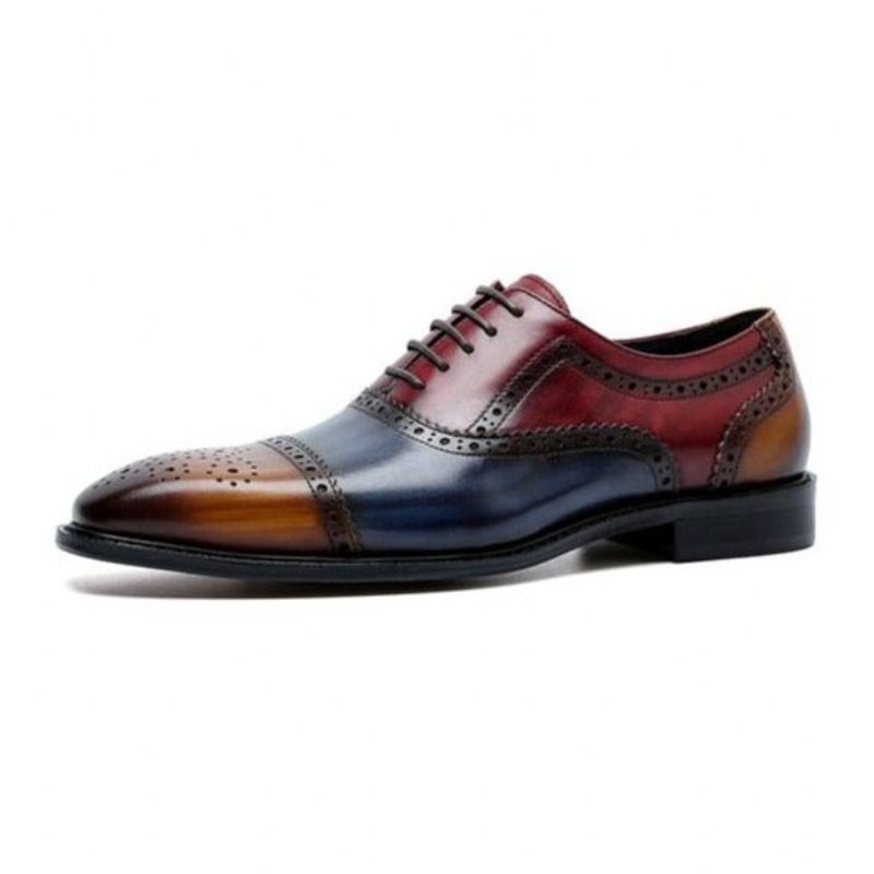 Sapatos Formais Masculinos Wingtip Leather Lace-up Oxfords - Exótico