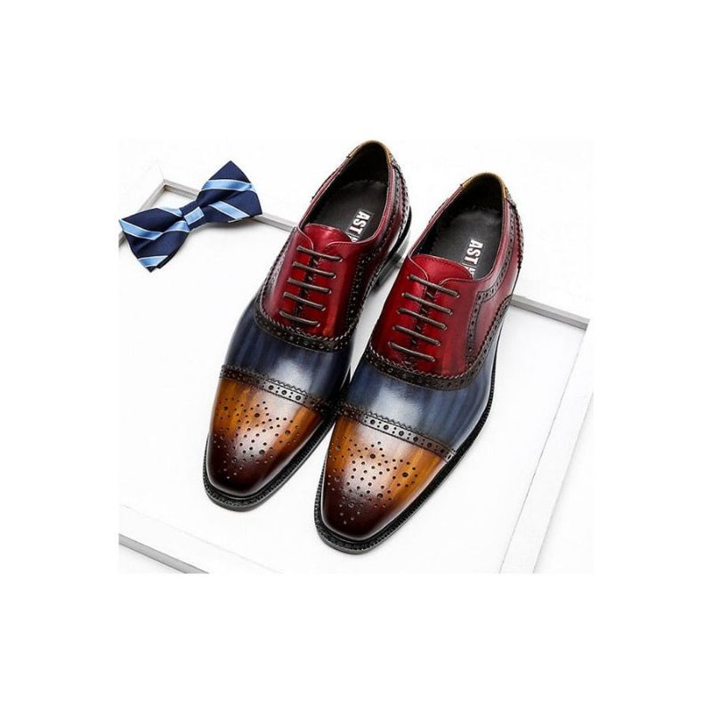 Sapatos Formais Masculinos Wingtip Leather Lace-up Oxfords - Exótico