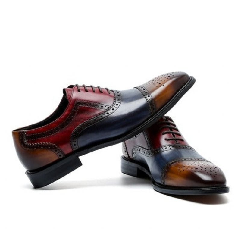 Sapatos Formais Masculinos Wingtip Leather Lace-up Oxfords - Exótico