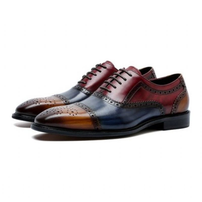 Sapatos Formais Masculinos Wingtip Leather Lace-up Oxfords - Exótico