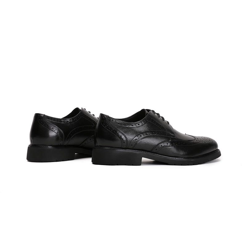 Sapatos Formais Masculinos Wingtip Luxo Exótico Bico Fino Oxford Brogues - Preto