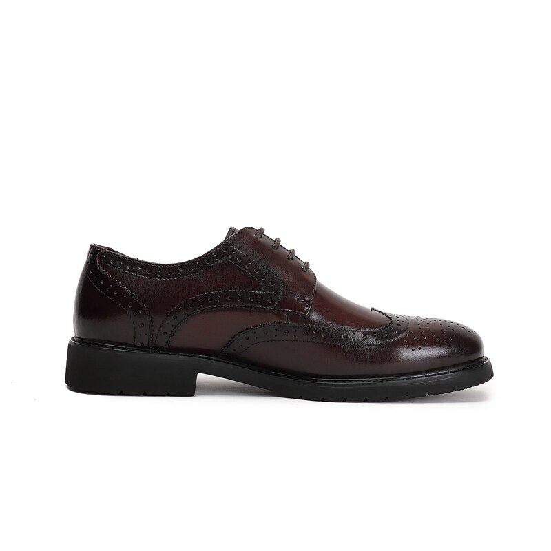 Sapatos Formais Masculinos Wingtip Luxo Exótico Bico Fino Oxford Brogues - Café