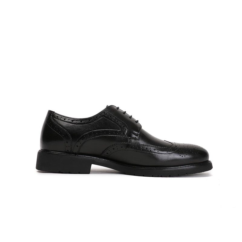 Sapatos Formais Masculinos Wingtip Luxo Exótico Bico Fino Oxford Brogues - Preto