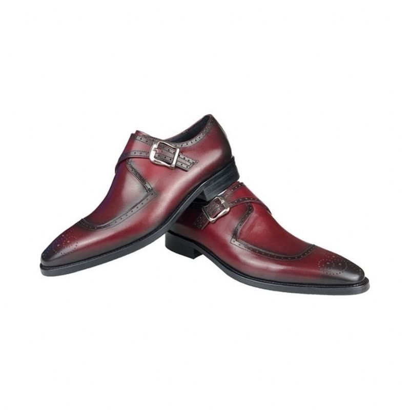 Sapatos Formais Masculinos Wingtip Oxford Sociais Elegância Requintada - Vermelho