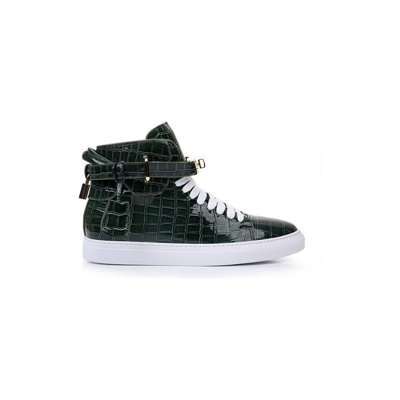 Tênis Masculino Luxo Crocemboss Casual Cano Alto - Verde