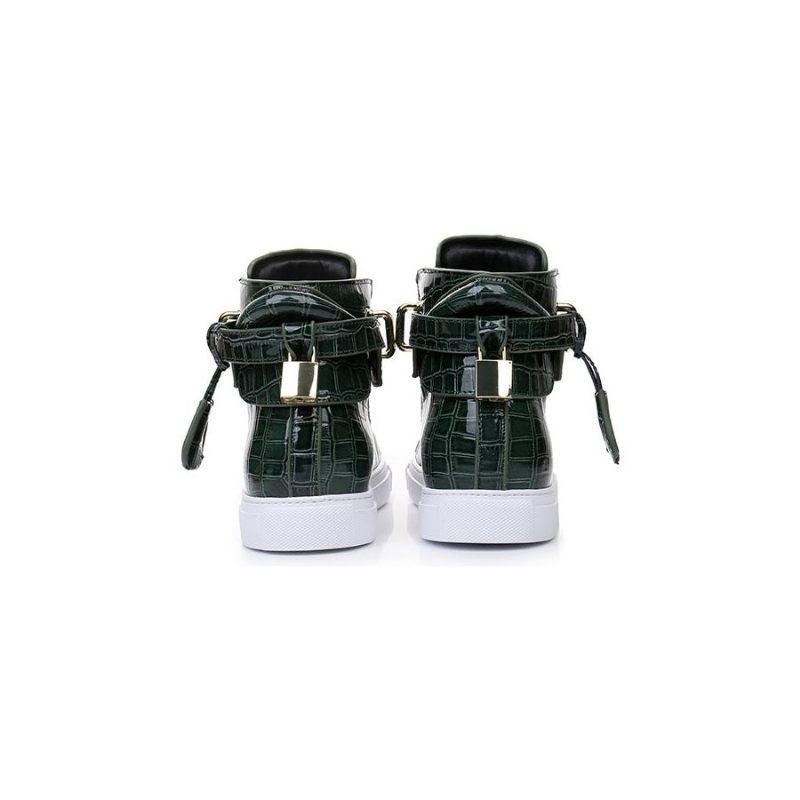 Tênis Masculino Luxo Crocemboss Casual Cano Alto - Verde