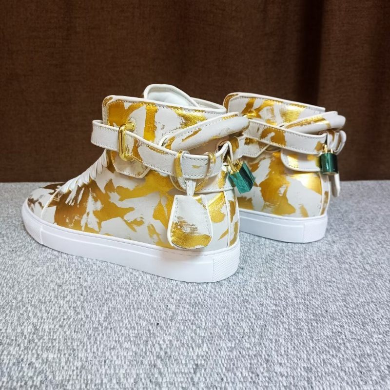 Tênis Masculino Urban Graffiti Chic Couro Vaca Cano Alto - Amarelo 