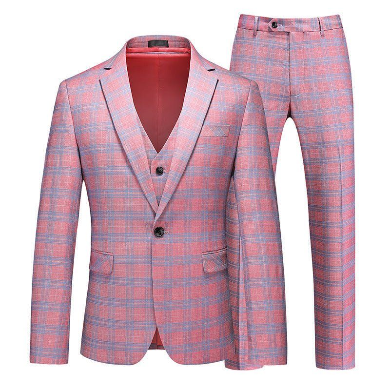 Ternos Masculinos Chiques Skinny Zipperfly Singlebreasted Terno 2 Peças - Rosa