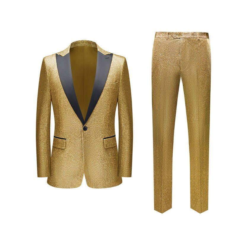 Ternos Masculinos Skinny Zipper Fly Terno 3 Peças - Dourado