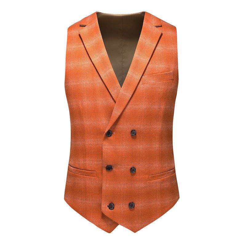 Ternos Masculinos Skinny Zipper Fly Terno 3 Peças - Laranja