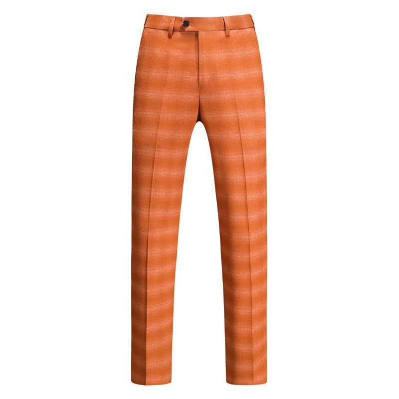 Ternos Masculinos Skinny Zipper Fly Terno 3 Peças - Laranja